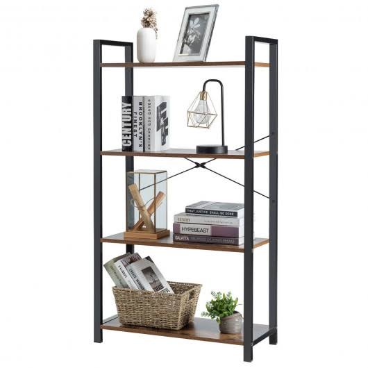 4-Tier Rustic Brown Bookshelf Storage Rack S462918