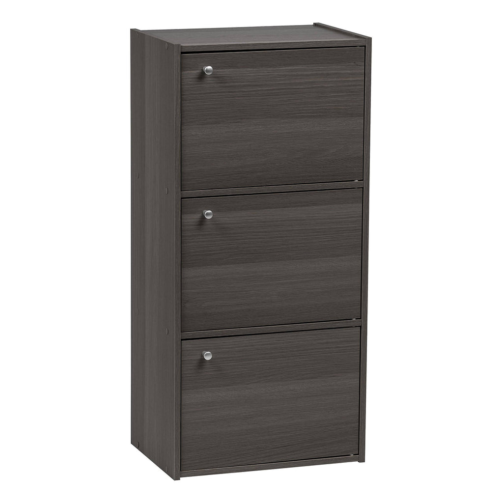 3-Tier 3-Door Wood Bookcase Storage Shelf V64446