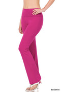 Cotton Fold-Over High Waist Bootcut Yoga Pants I381