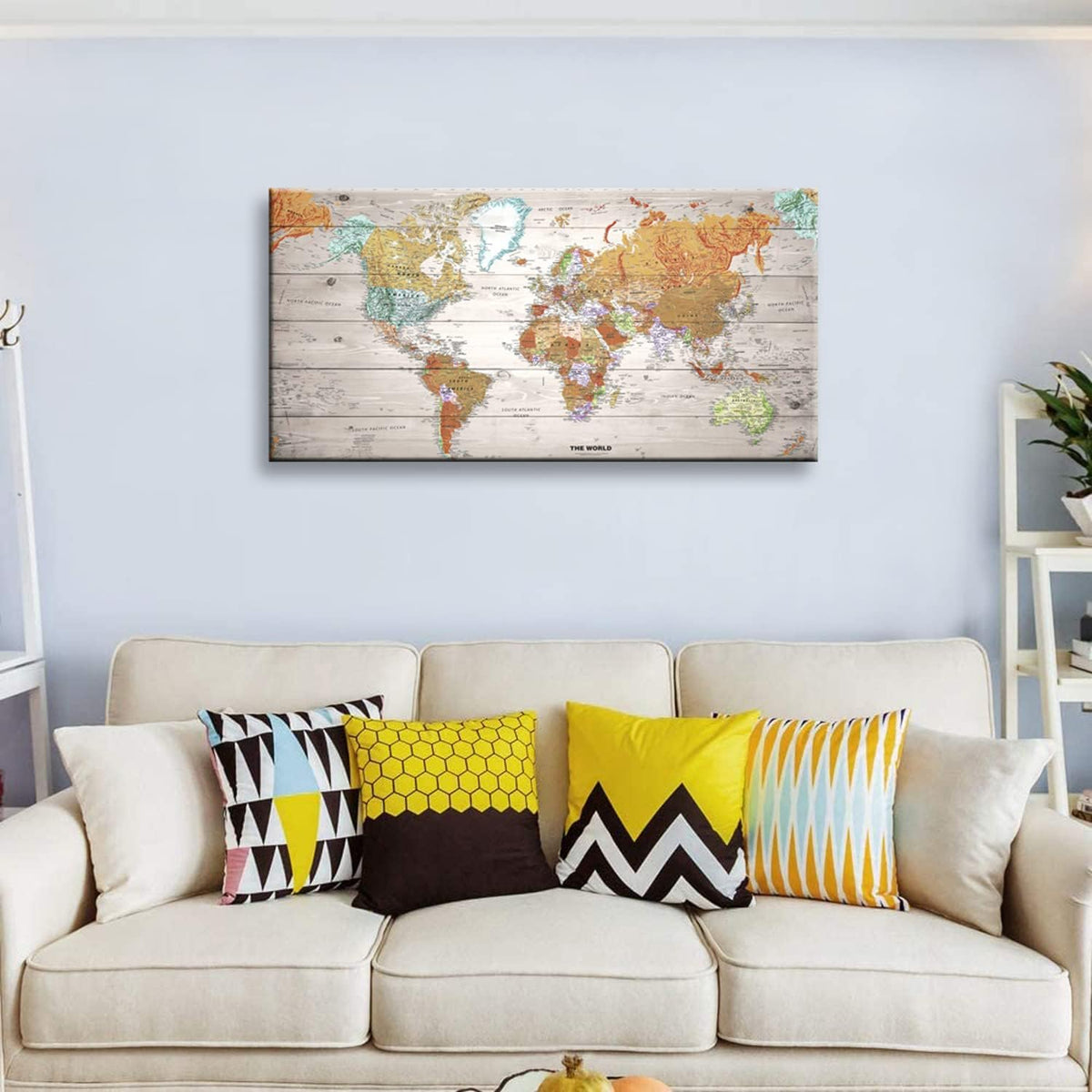 Vintage World Map Canvas Wall Art 20x40 S2818