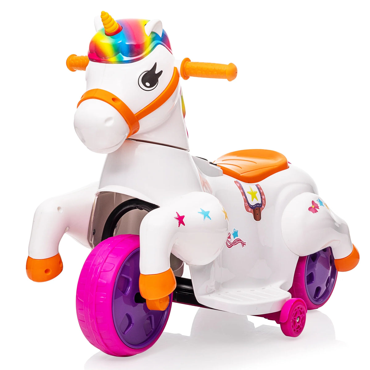 6V Unicorn Rocking Horse Toy Car with Music, Training Wheels J286