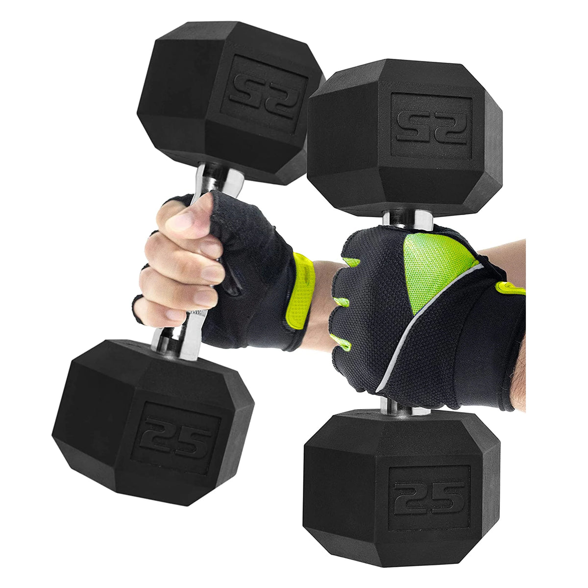 50 lb Rubber Hex Dumbbell Weight Set W22839