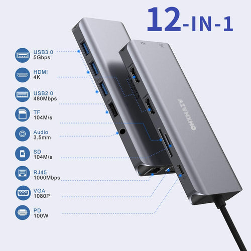 12-in-1 USB C Docking Station with Dual 4K HDMI Y461431