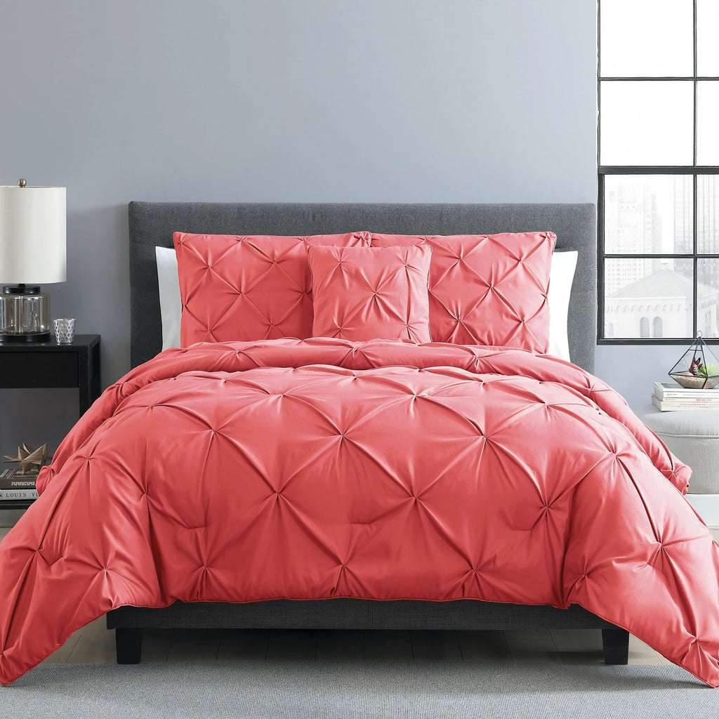 Navy Pintuck Comforter Set Queen U7233