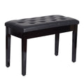 Black Faux Leather Padded Piano Bench with Music Storage I883385