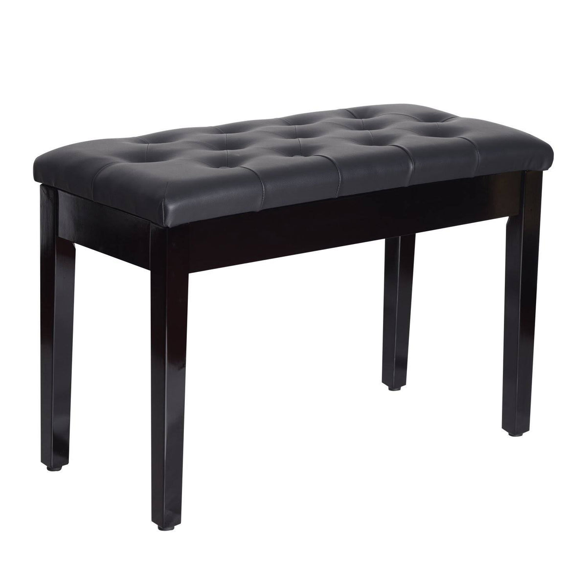Black Faux Leather Padded Piano Bench with Music Storage I883385