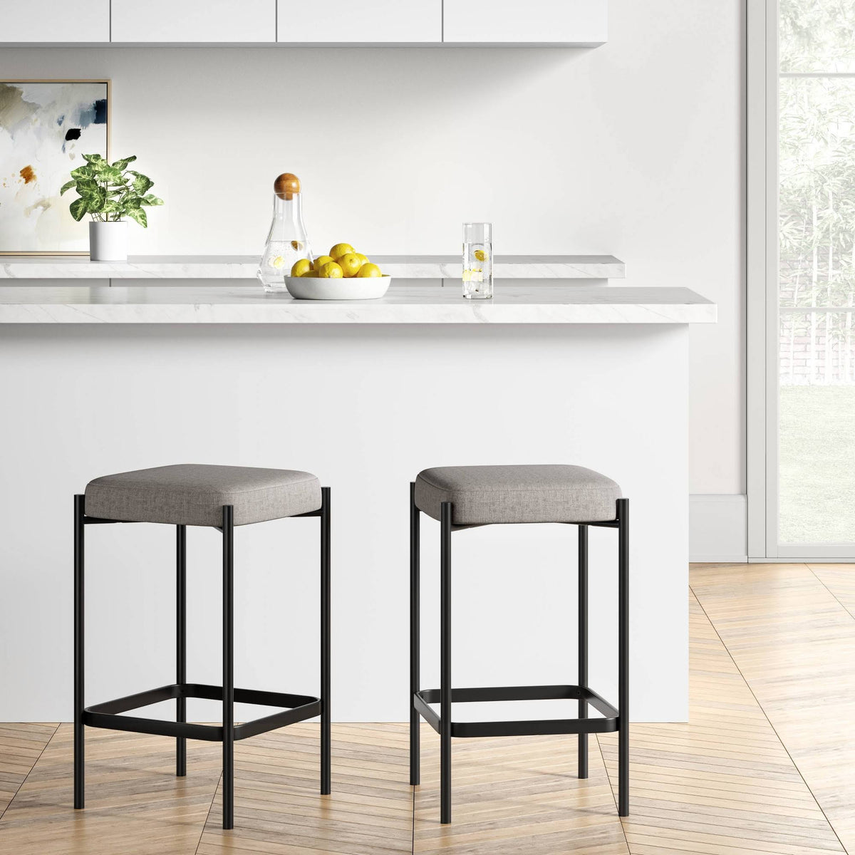 Gray Metal Base Counter Height Barstool K986