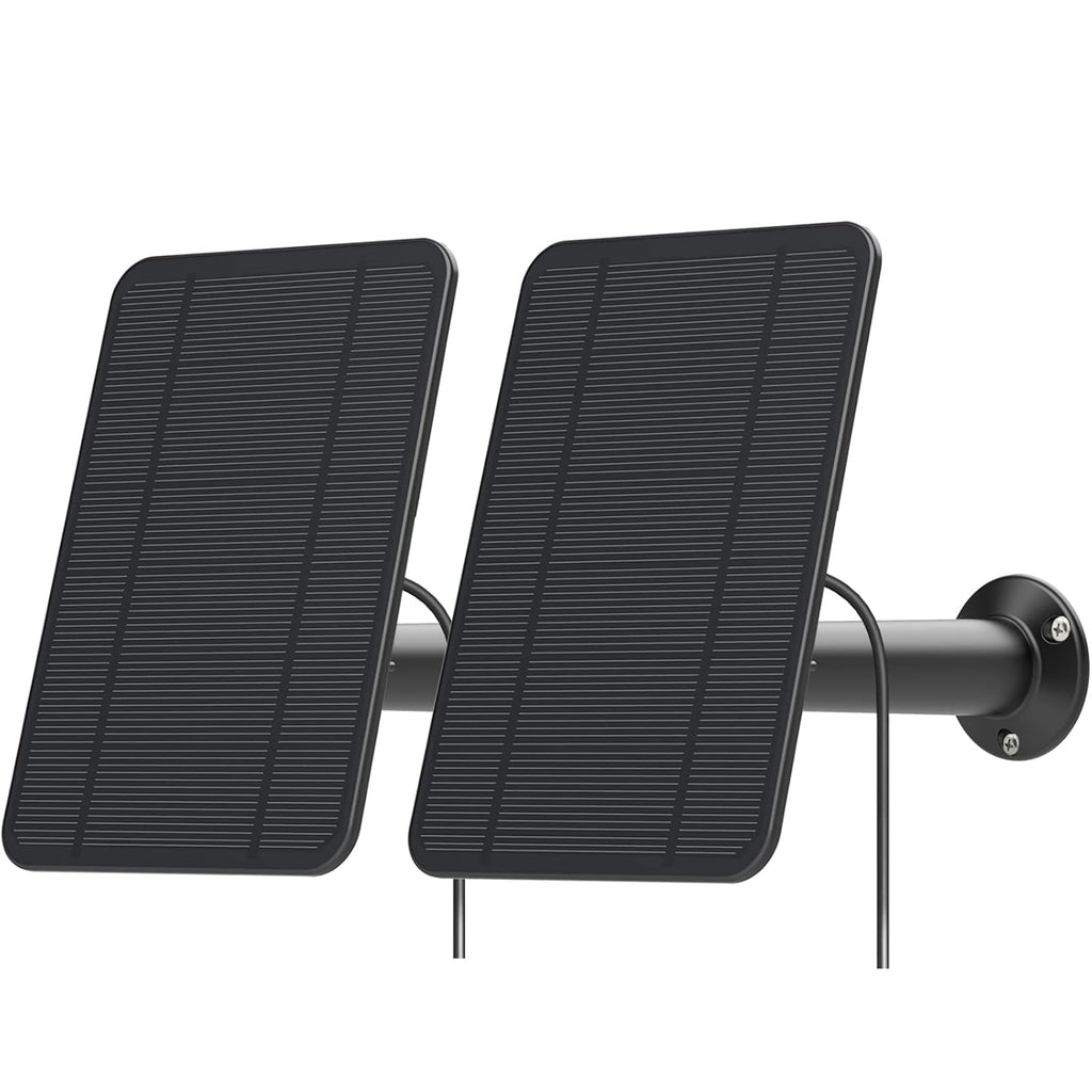 4W 6V Solar Panel with Wall Mount and 13.1ft Power Cable, Black, 2-Pack K860
