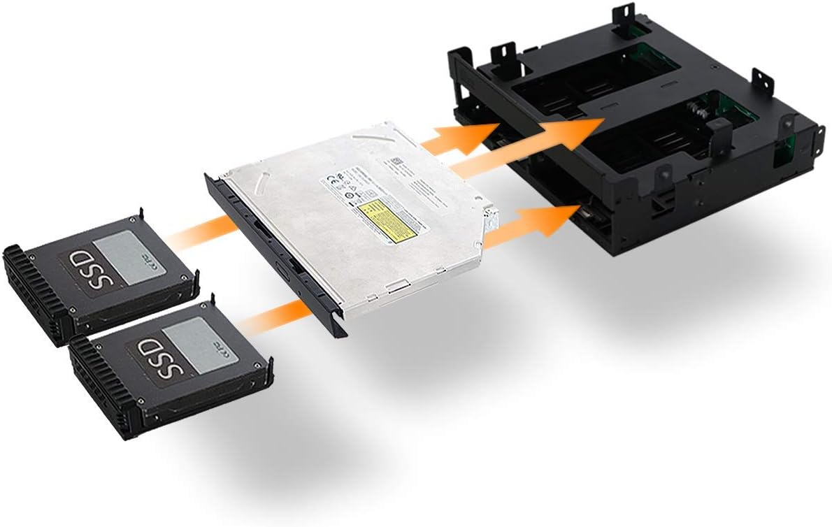 2 x 2.5 SAS/SATA HDD/SSD Mobile Rack + Slim Optical Drive Slot for 5.25 Bay M71040