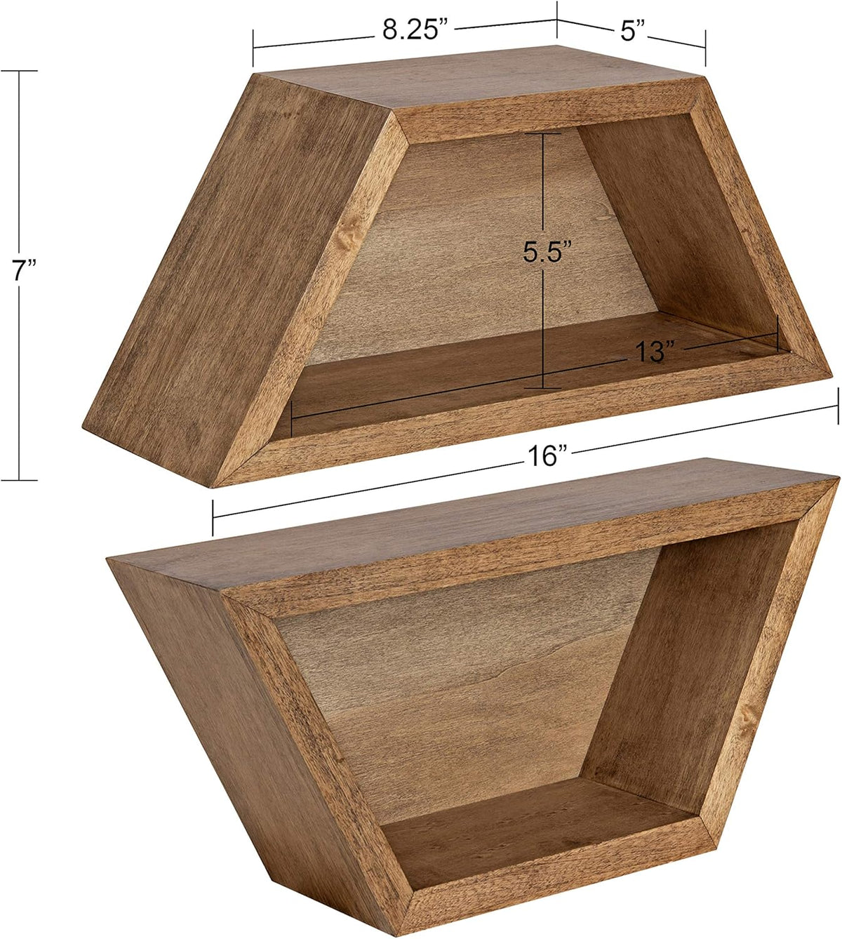Rustic Brown Set of 2 Wood Shelves M59711