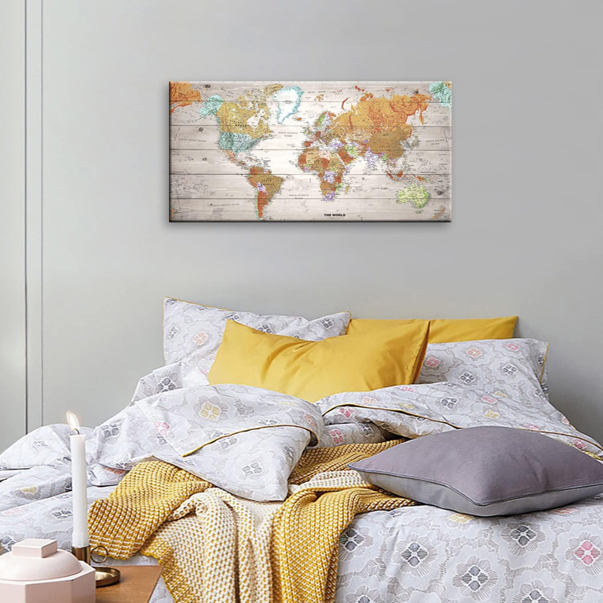 Vintage World Map Canvas Wall Art 20x40 S2818