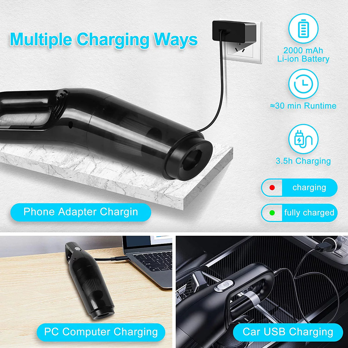 120W Cordless Handheld Car Vacuum Cleaner W99362
