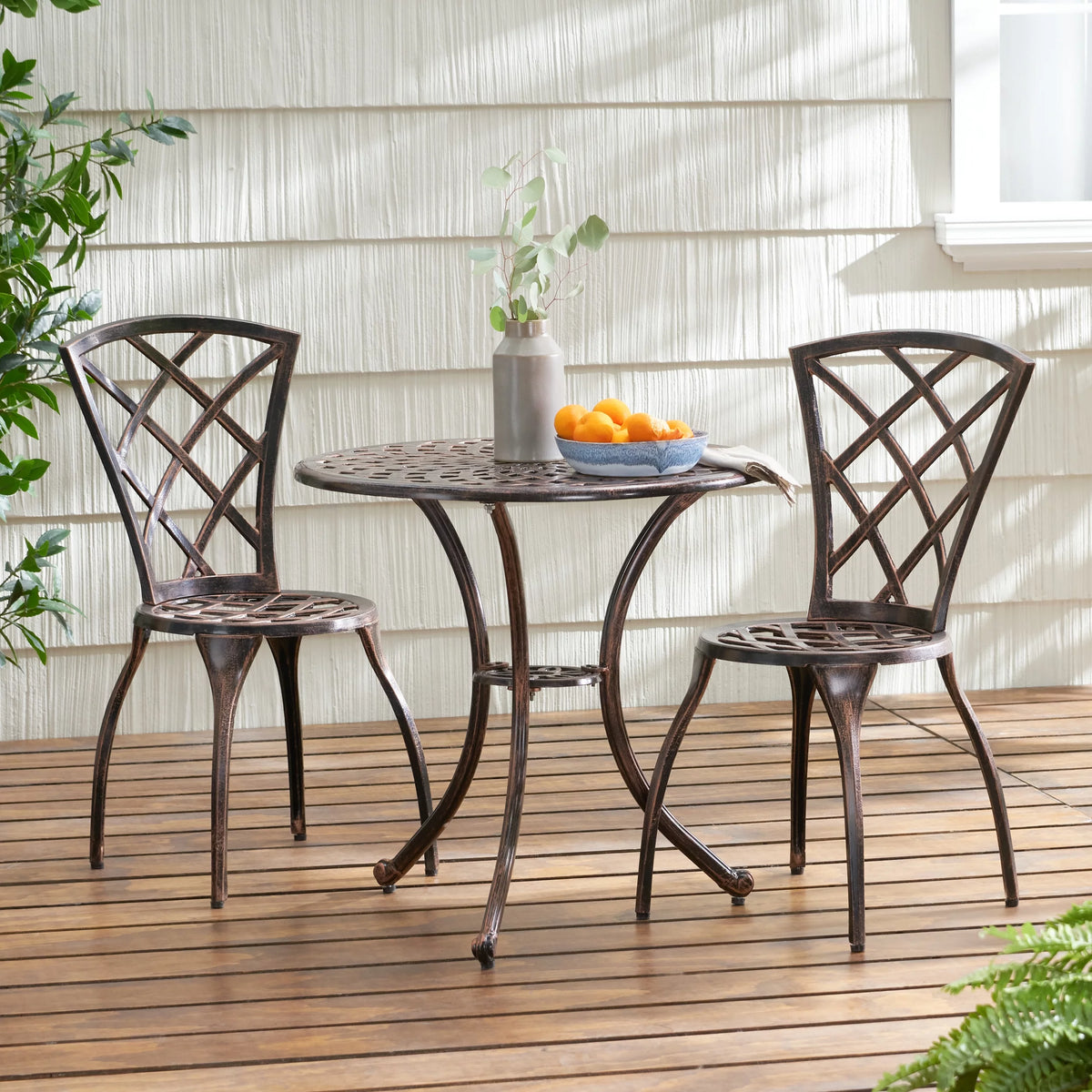 Modern Outdoor Cast Aluminum 3 Piece Bistro Set K580