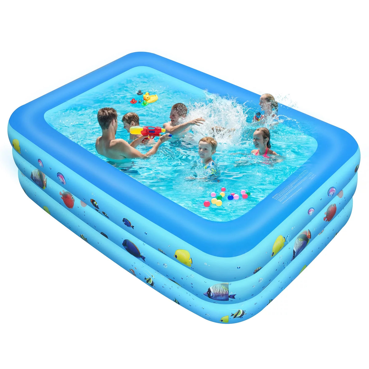 Inflatable Pool, Thickened Kiddie Pool, BPA-Free, 6.9 x 5 x 1.8 ft, Blue D730332