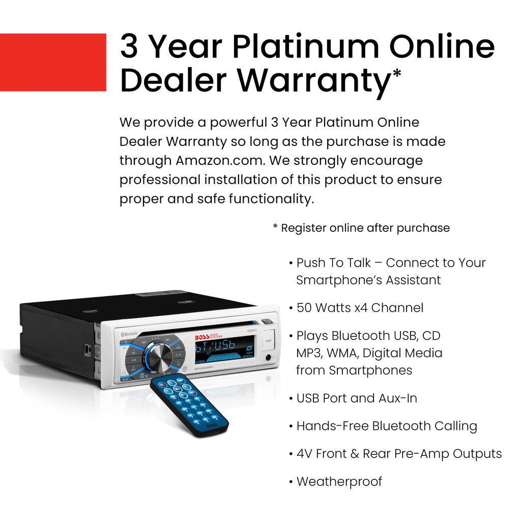 Marine Receiver, Bluetooth, CD, USB, AM/FM, Aux-in Q479