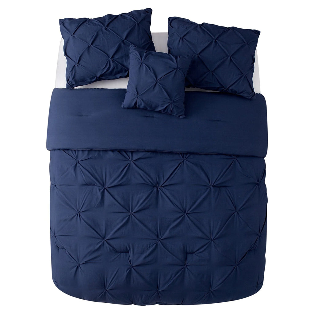 Navy Pintuck Comforter Set Queen U7233
