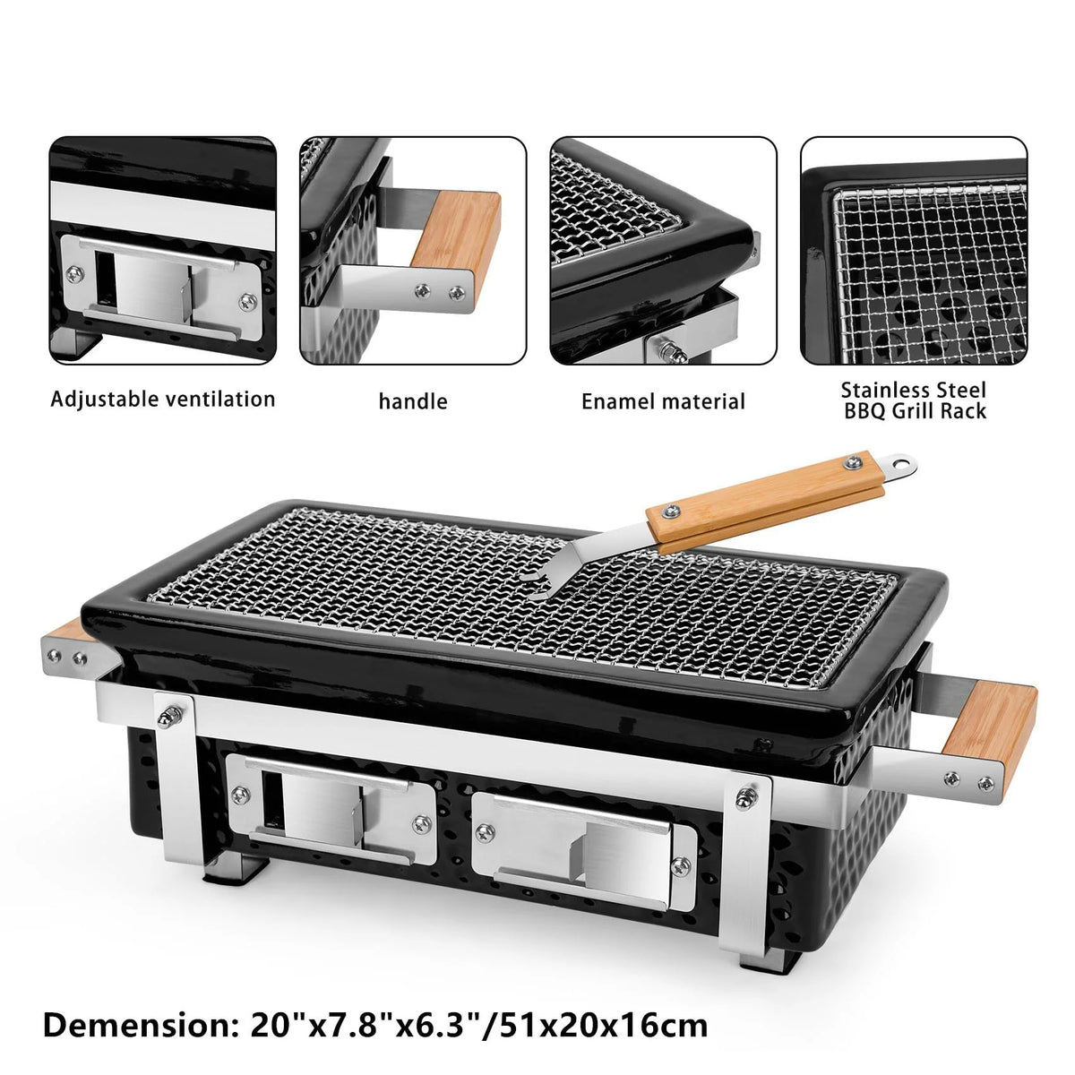 Tabletop Charcoal Grill with Wood Handle Z645857