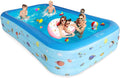 Inflatable Pool, Thickened Kiddie Pool, BPA-Free, 6.9 x 5 x 1.8 ft, Blue D730332