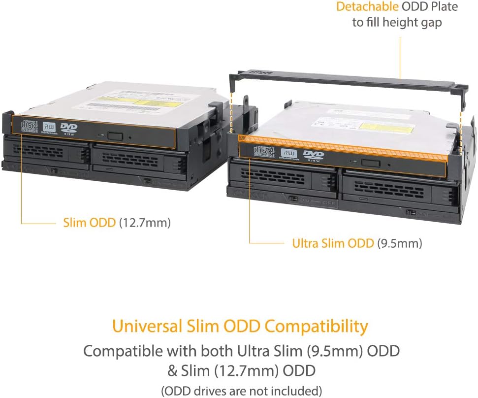 2 x 2.5 SAS/SATA HDD/SSD Mobile Rack + Slim Optical Drive Slot for 5.25 Bay M71040