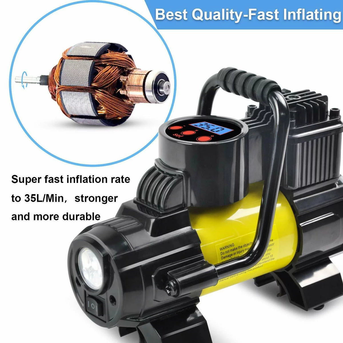 Heavy Duty Portable 12V Car Tire Inflator Pump Air Compressor 150 PSI E649
