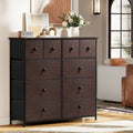 Dark Brown 10 Drawer Fabric Dresser V9065