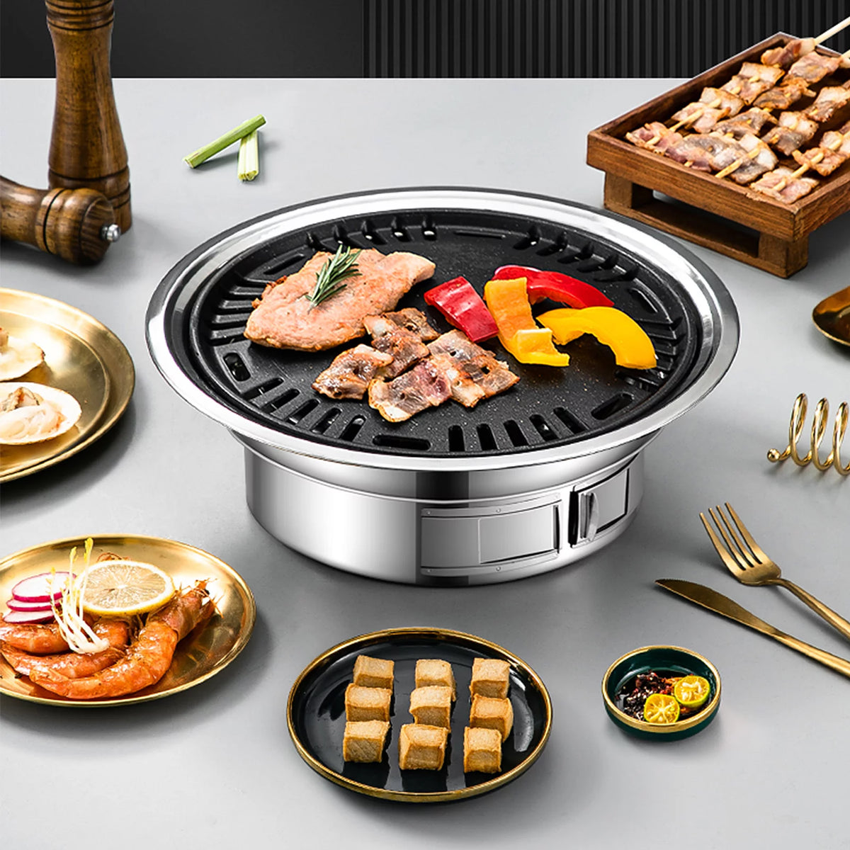 Charcoal Grill Non-stick Portable Stainless Steel BBQ Grill N936