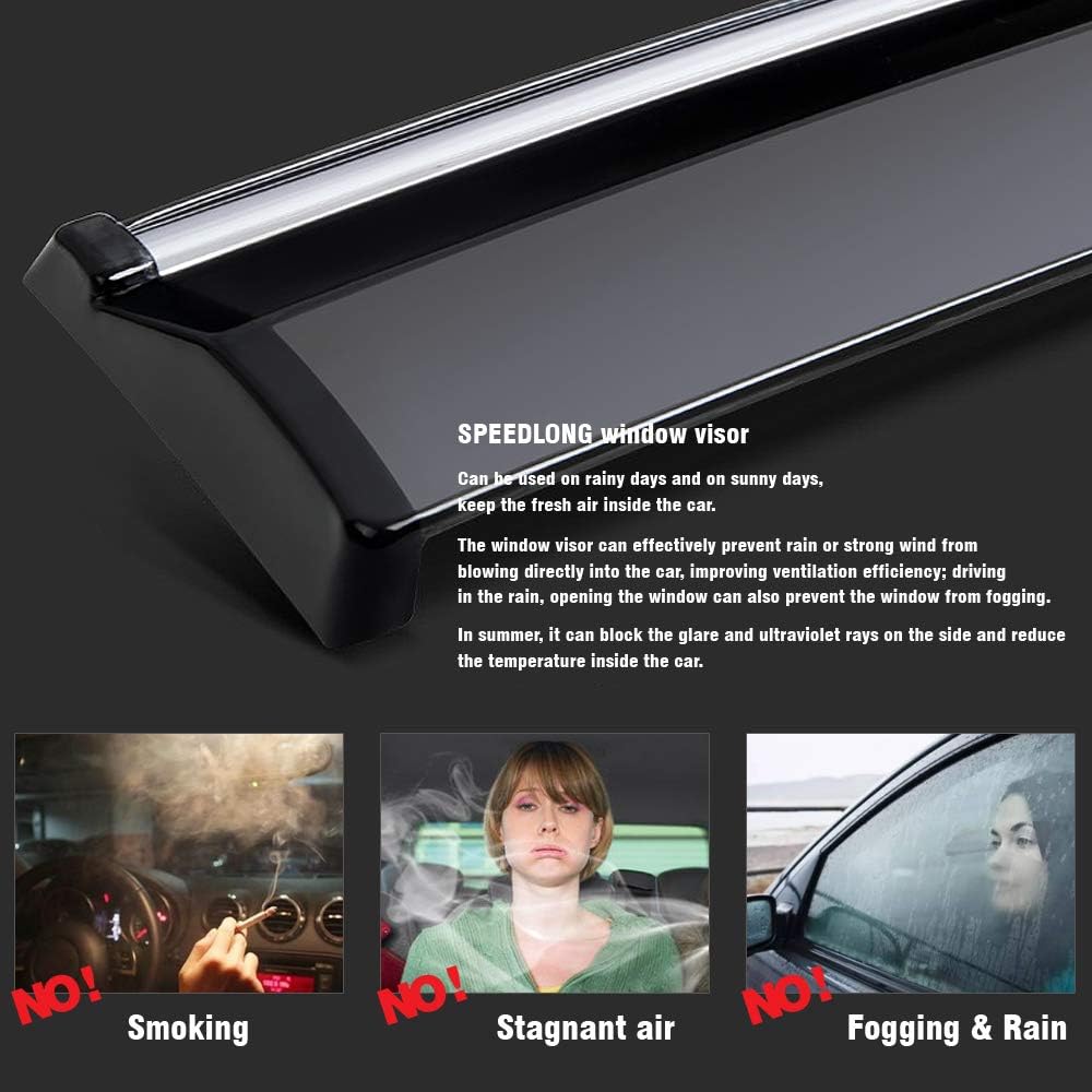 Car Window Visor Vent Shade Deflector Sun Rain Fog Guards L825903