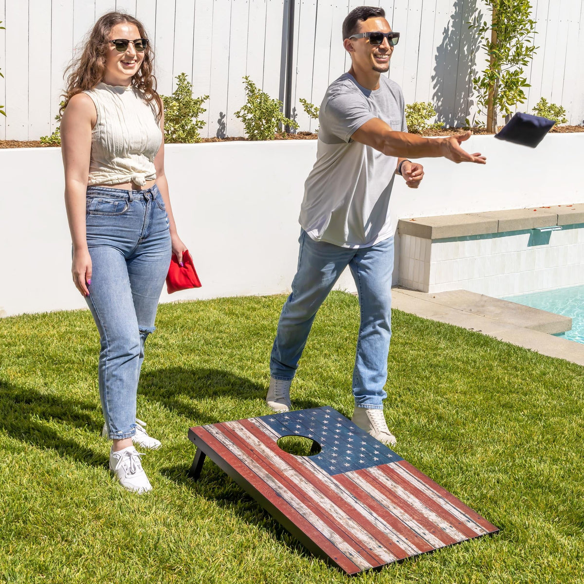 American Flag Cornhole Set with 8 Bean Bags T89188