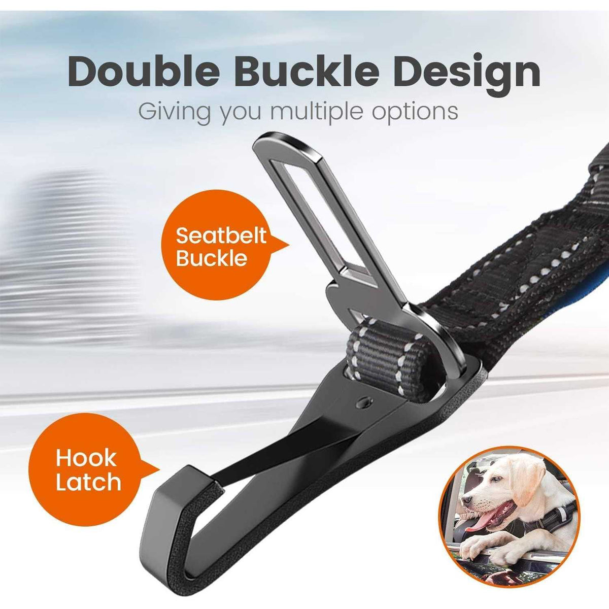Dog Seat Belt Car Harness Reflective Bungee H97162