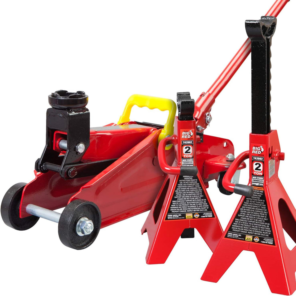 2 Ton Hydraulic Trolley Floor Jack with 2 Jack Stands J799175