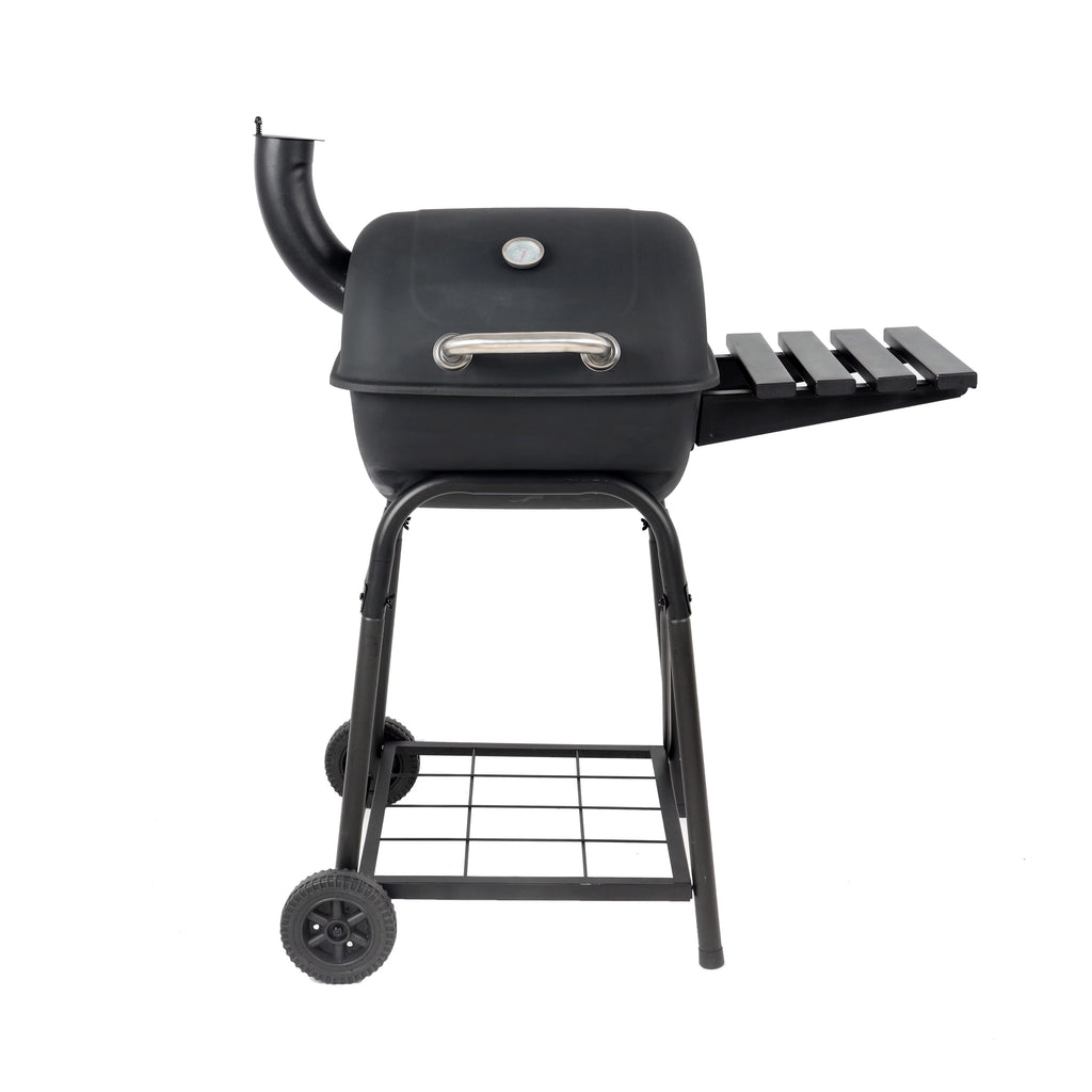 Steel Mini Barrel Charcoal Grill with Side Shelf, Black C655327