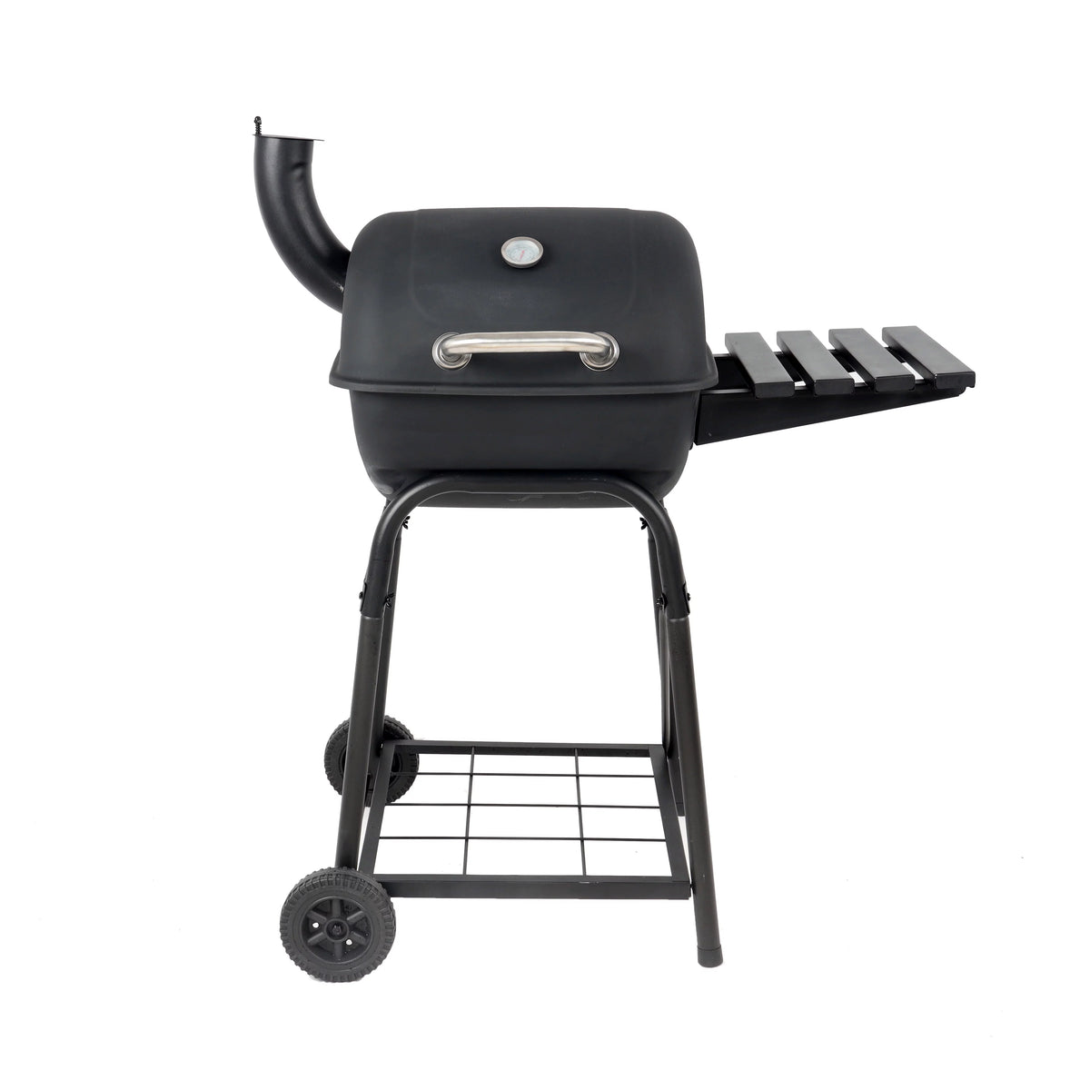 Steel Mini Barrel Charcoal Grill with Side Shelf, Black C655327
