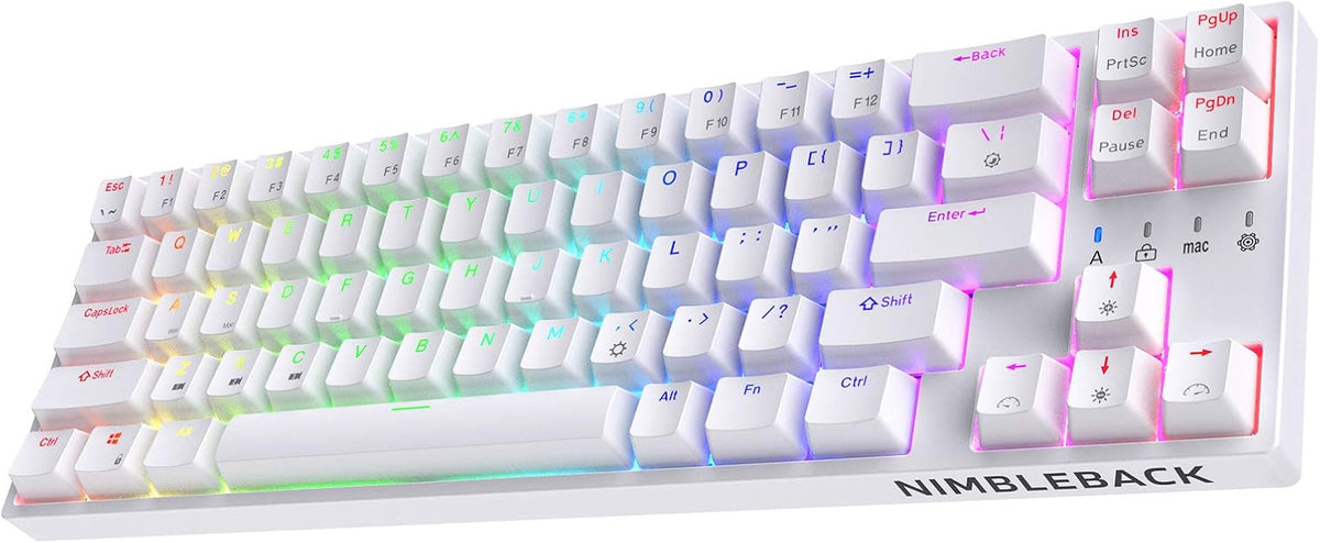 Wired 65% Mechanical Keyboard, RGB Backlit Ultra-Compact 68 Keys Hot-Swappable Brown Switch, White J145499