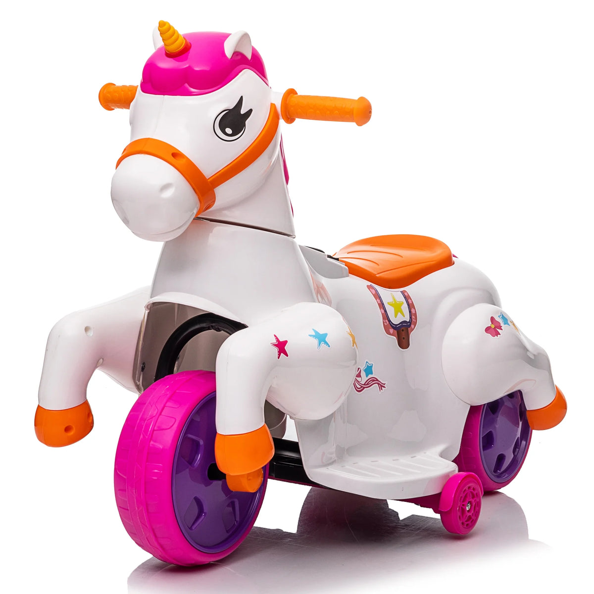 6V Unicorn Rocking Horse Toy Car with Music, Training Wheels J286