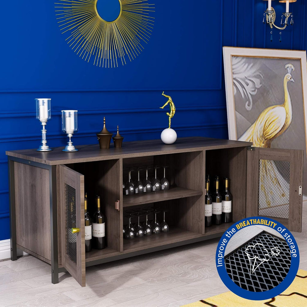 Brown Walnut Entertainment Center Stand with Storage P15440