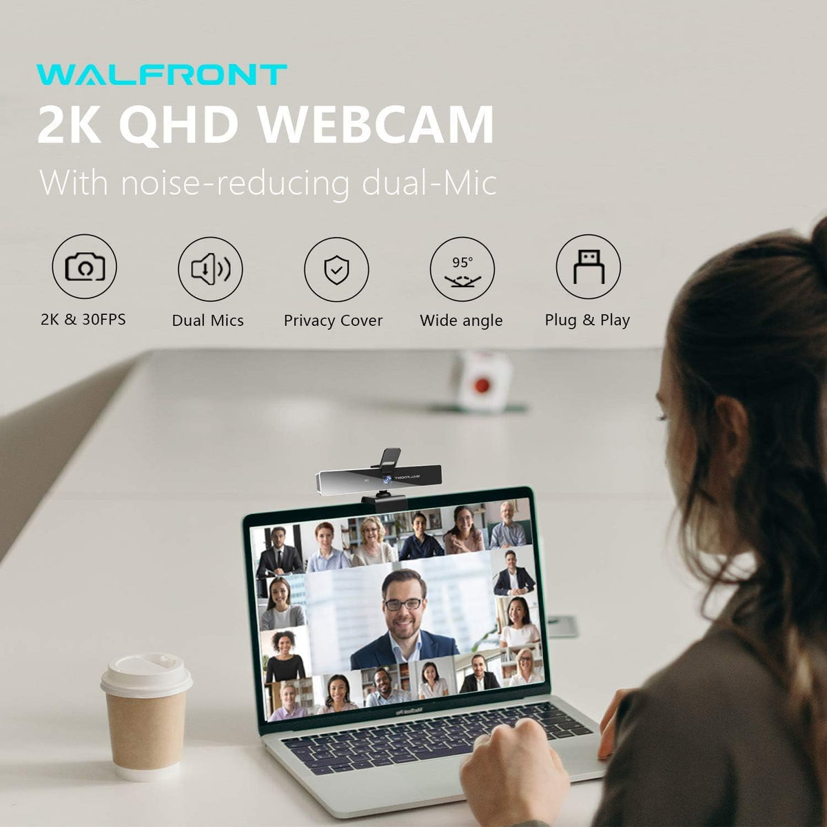 2K Webcam with Microphone and Privacy Cover N505