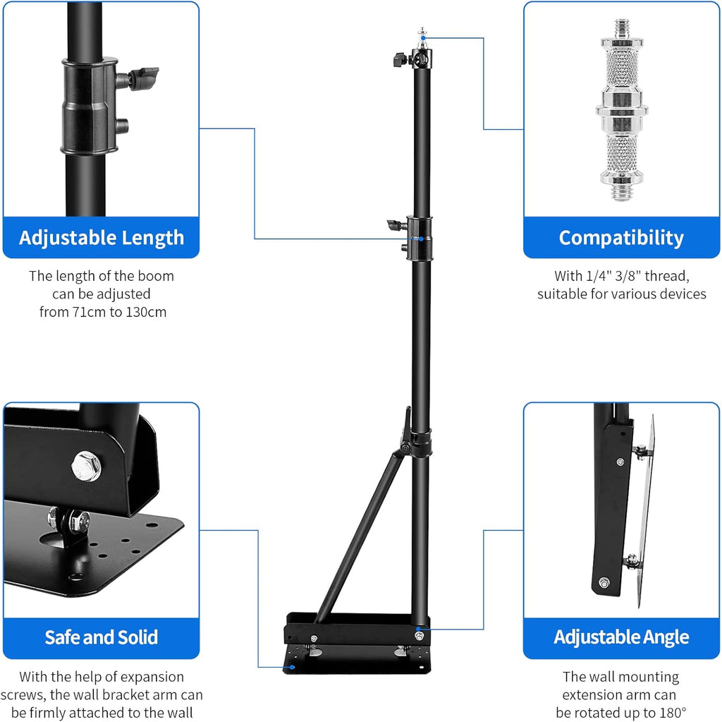 Wall Mount Boom Arm with Triangle Base Adjustable Camera Mount V476611