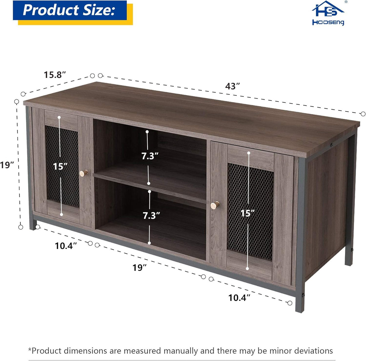Brown Walnut Entertainment Center Stand with Storage P15440