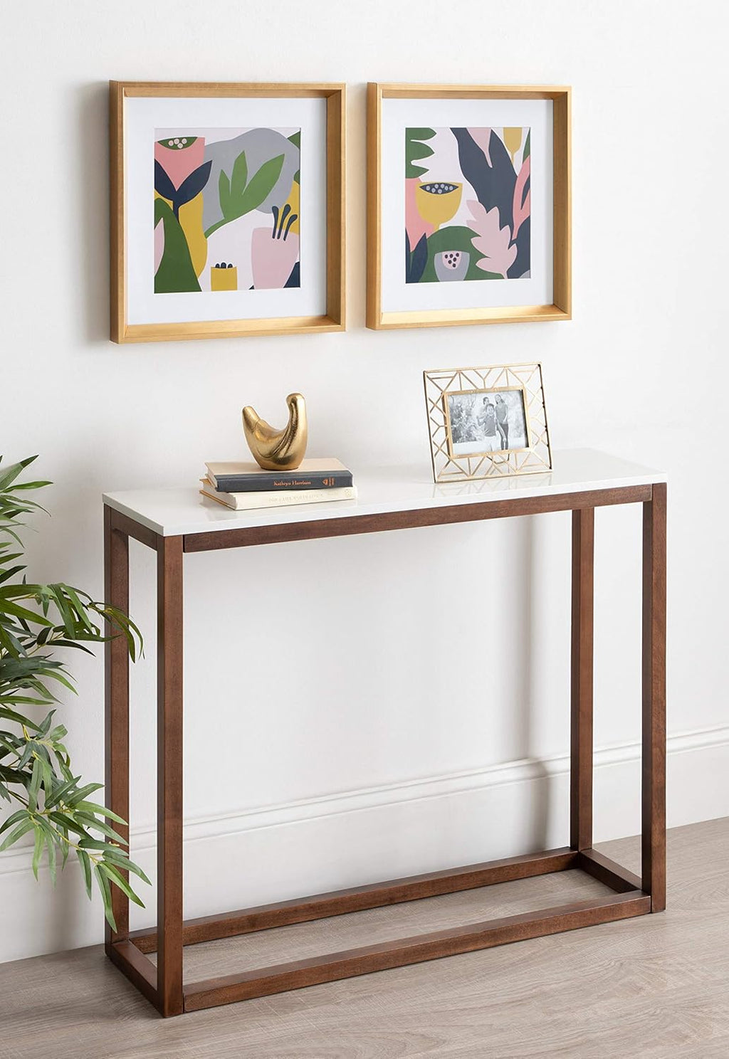 Matted Framed Print Under Glass Art Set 15.5x15.5 inches Gold W8581