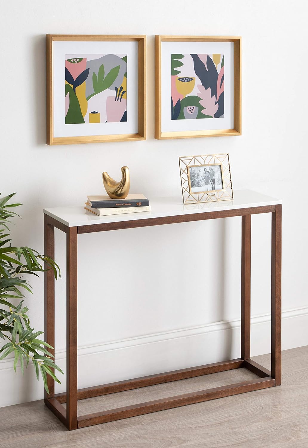 Matted Framed Print Under Glass Art Set 15.5x15.5 inches Gold W8581