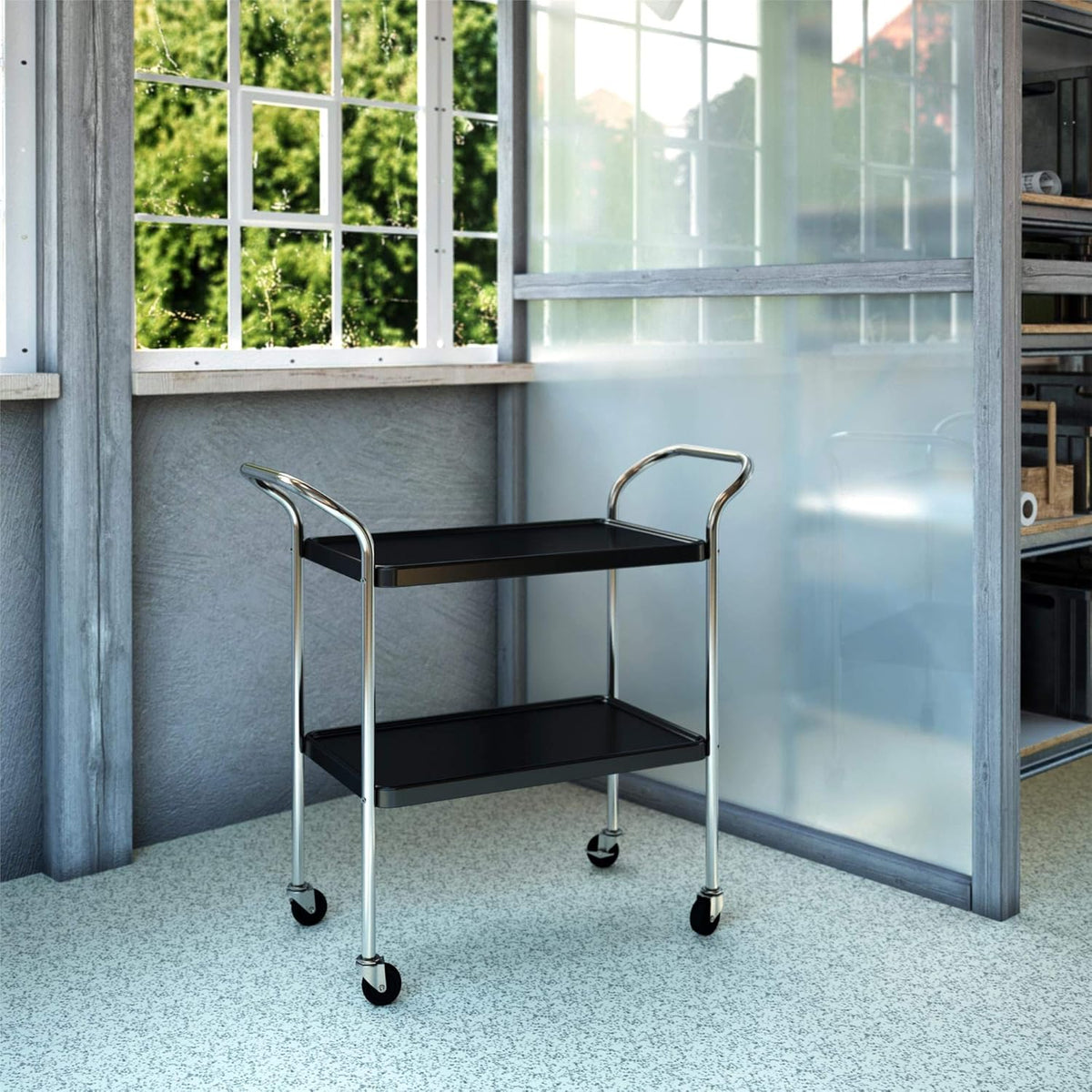 Serving Cart, 2 Tier, Red & Chrome D14480