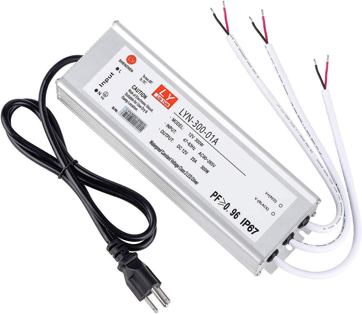 300 Watts Waterproof IP67 Power Transformer Adapter 90-265V AC to 12V DC G139