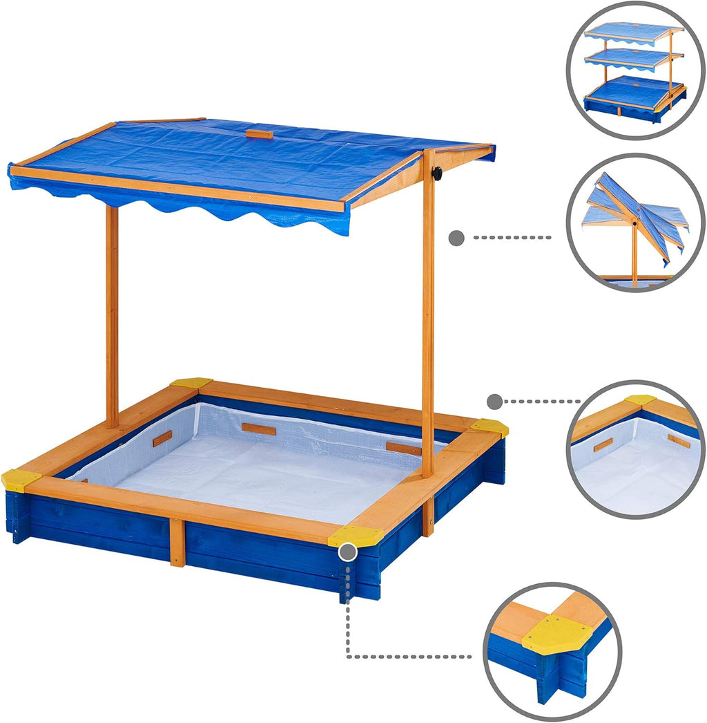 Wooden Outdoor Kids Sandbox with Canopy X24027