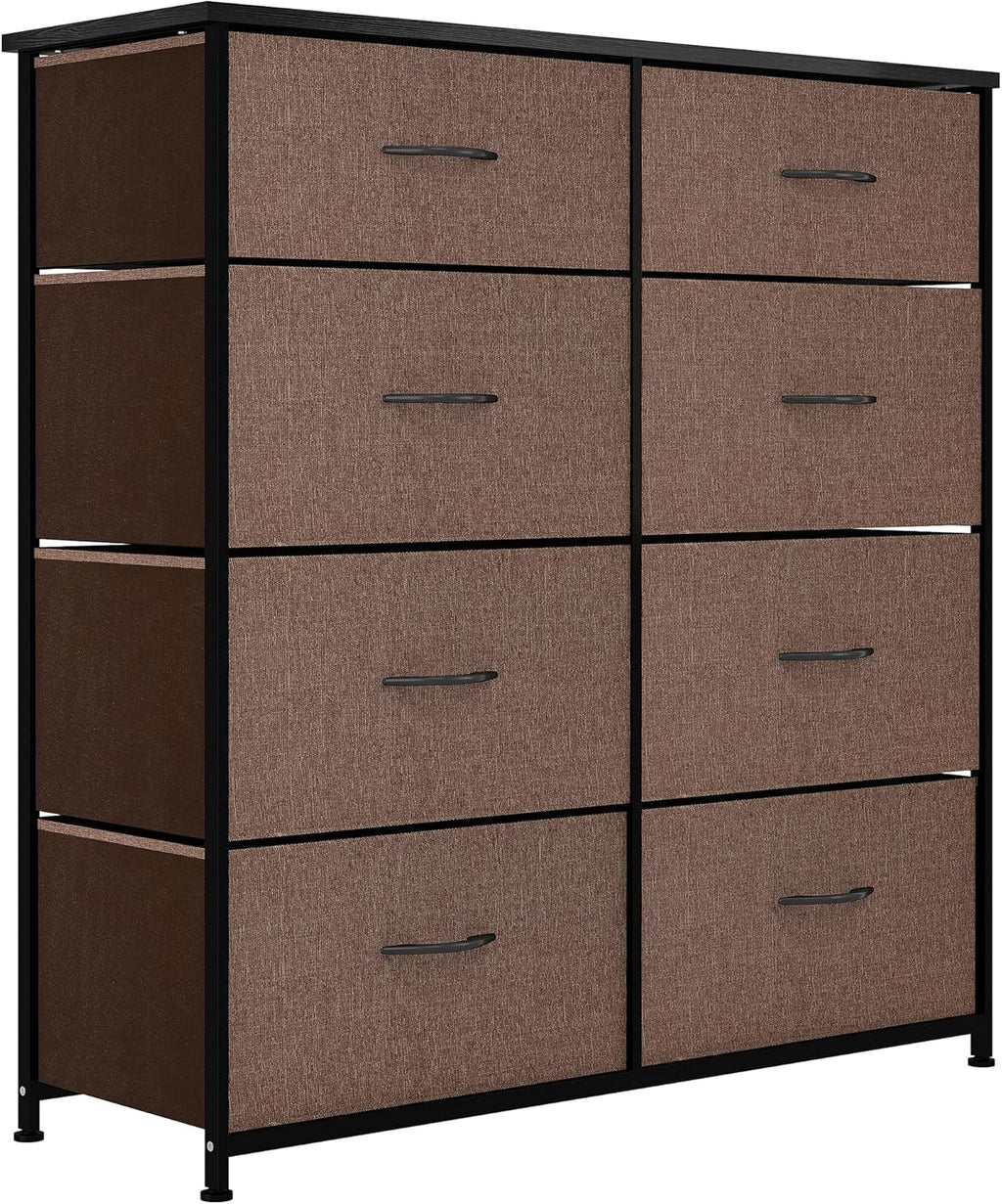8 Drawer Fabric Dresser with Steel Frame and Wooden Top Q4970