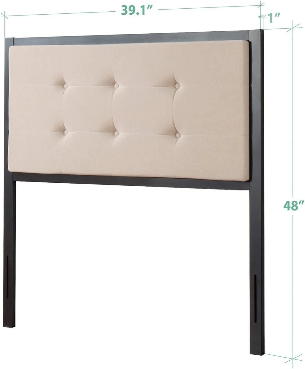 Twin Taupe Upholstered Metal Headboard S4734