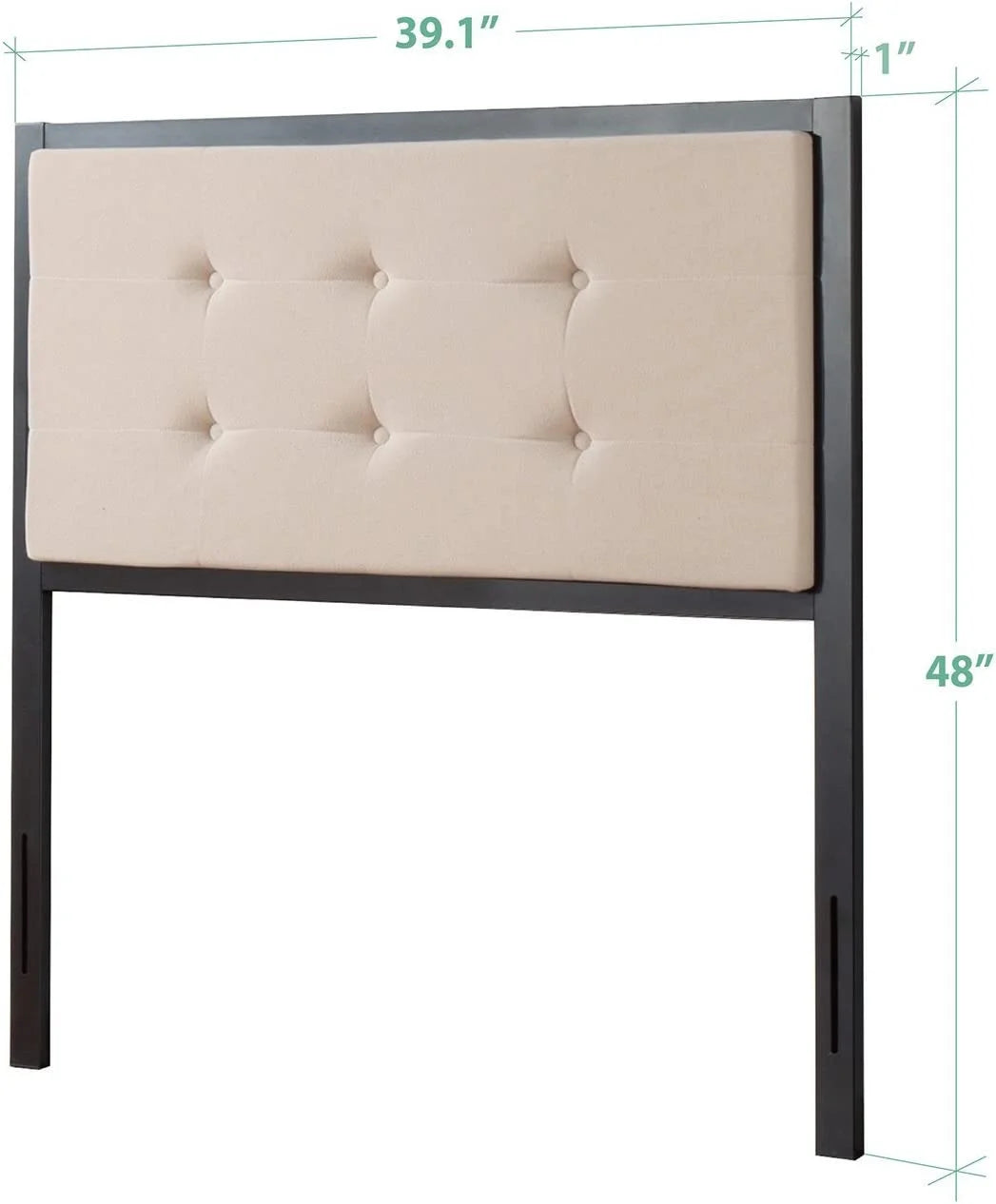 Twin Taupe Upholstered Metal Headboard S4734