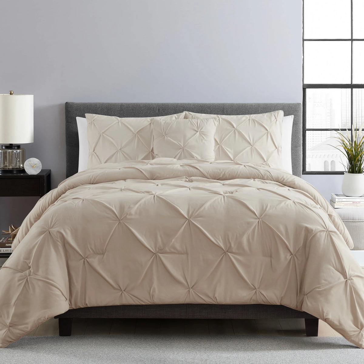 Navy Pintuck Comforter Set Queen U7233