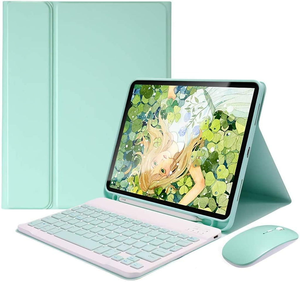 Green Detachable Wireless Bluetooth Keyboard Case + Mouse for 10.9 inch iPad Air I743