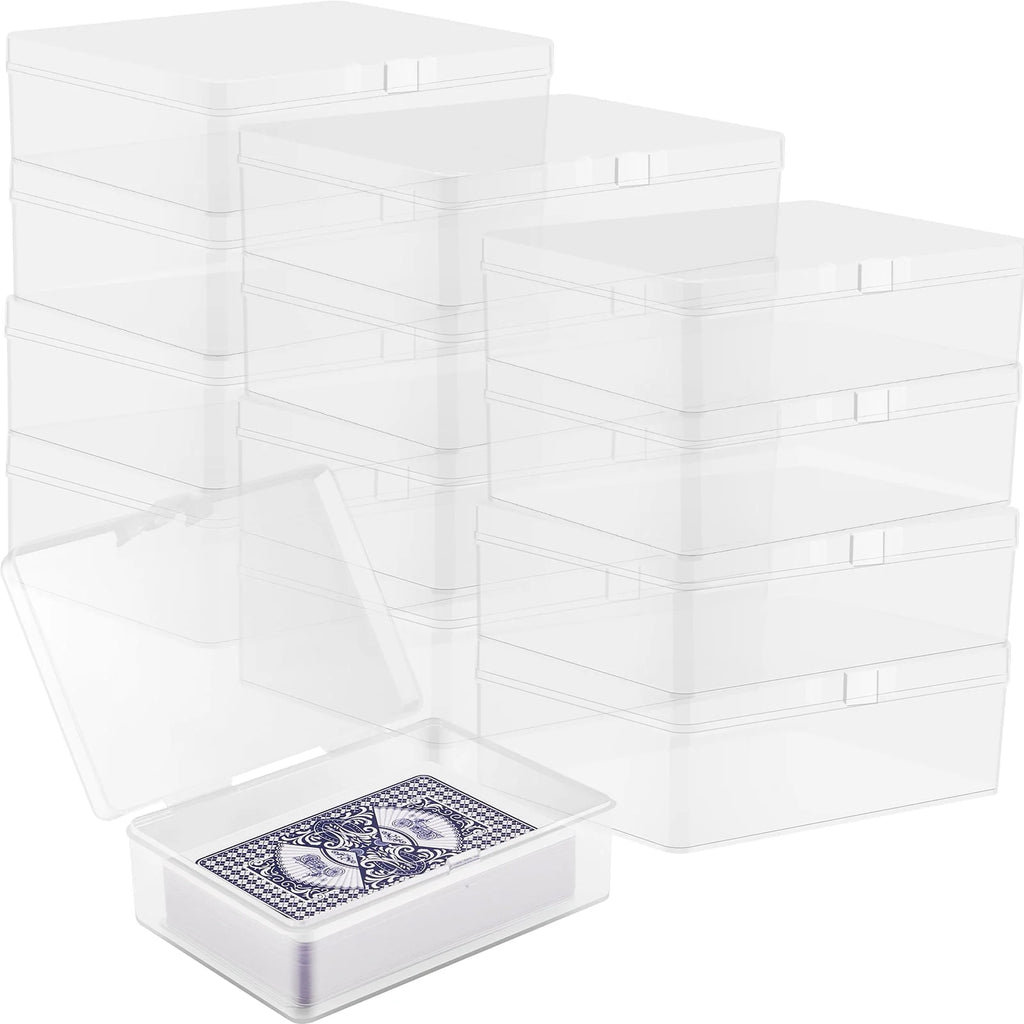 12 Pcs Clear Plastic Trading Card Storage Box with Lid F22723