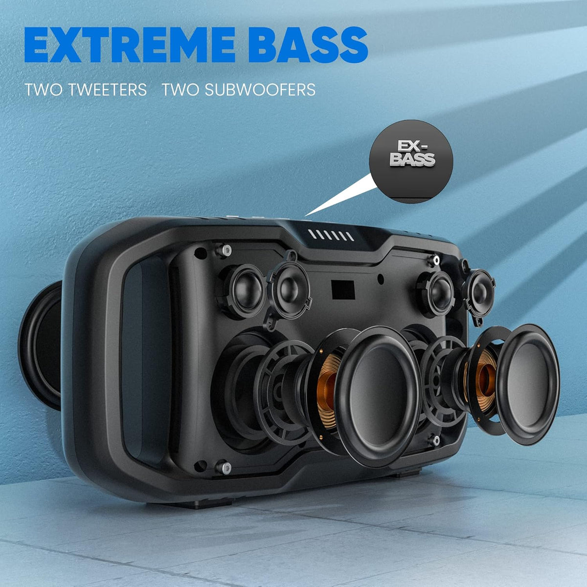 Portable Waterproof 50W Bluetooth Speaker with Subwoofer O14055